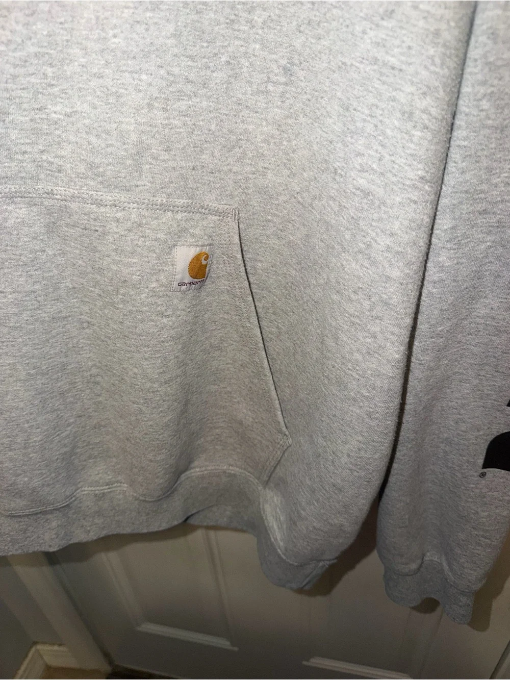 Carhartt Men's Gray Logo Sleeve Hoodie